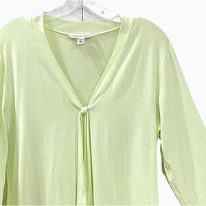 Banana Republic Women's Top Sz L Yellow Tie Front 3/4 Sleeve Stretch Blouse‎ Y2K